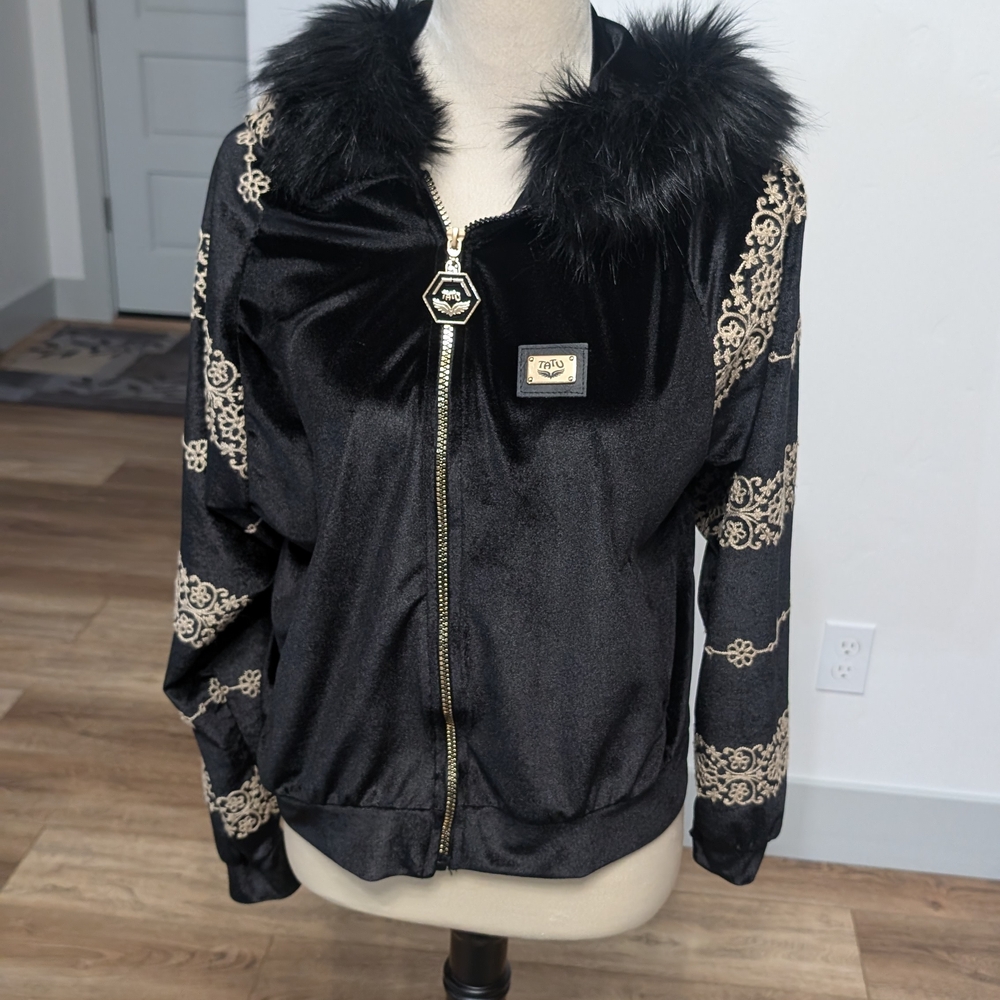Elegant Black and Gold Embroidered Hoodie